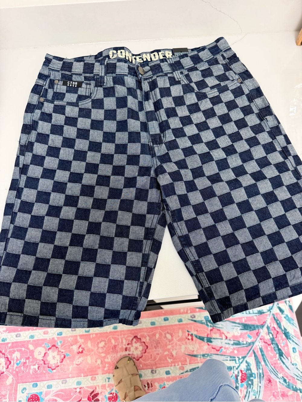 Contender Checkered Denim Shorts